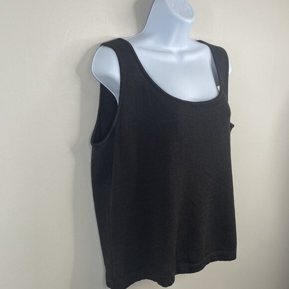 St John Santana Knit Sleeveless Tank Top Large Chocolate Brown Neutral Layering - Picture 5 of 6